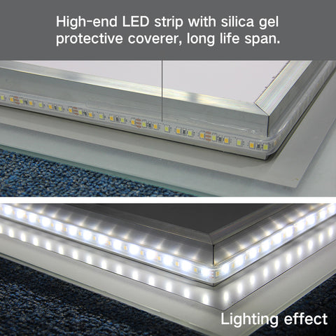 Time and Temp display, 800x700mm Rectangle Frameless Backlit Led Mirror Bathroom Vanity Mirror Time and Temp display, 800x700mm Rectangle Frameless Backlit Led Mirror Bathroom Vanity Mirror