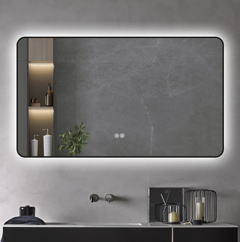 1200x700mm Rectangle Matt Black Frame Backlit Led Mirror Bathroom Vanity Mirror