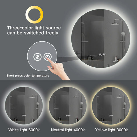 500x800mm Motion Sensor Switch Arch Shape Black Frame Backlit Led Mirror Bathroom Vanity Mirror