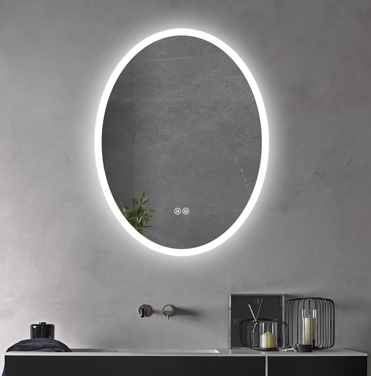 600x800mm Oval Frameless with Frosted Edge Backlit Led Mirror Bathroom Vanity Mirror