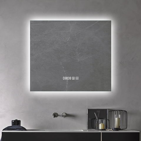 Time and Temp display, 800x700mm Rectangle Frameless Backlit Led Mirror Bathroom Vanity Mirror Time and Temp display, 800x700mm Rectangle Frameless Backlit Led Mirror Bathroom Vanity Mirror