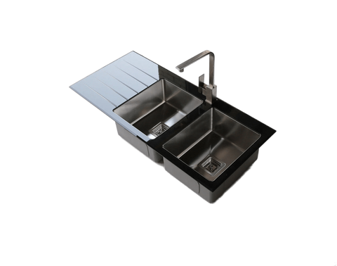 Stainless Steel Kitchen Sink Glass Finish 1160*520*208 with ROUND plug