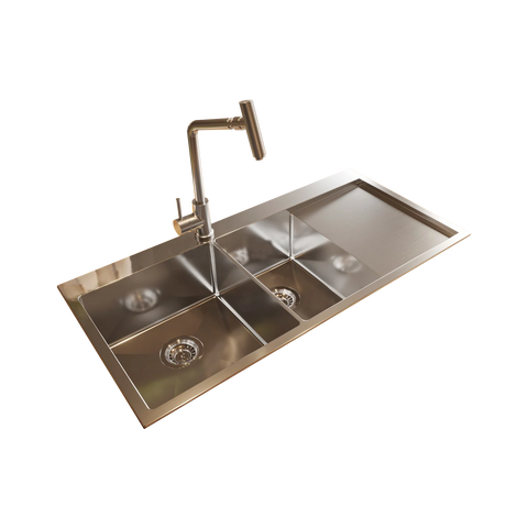 1000*500*220 SS316 Stainless steel kitchen sink 1 3-4 Bowls top mount drop in Drainer board on RIGHT
