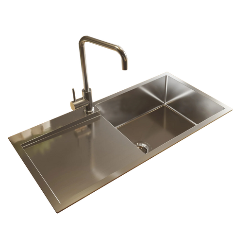 900*450*220 Stainless Steel single bowl w- drainer board topmount drop in kitchen sink- Lead free