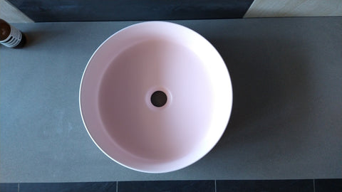 360*360*120 Matt Light Pink Round Above Counter Top Porcelain Basin Bathroom