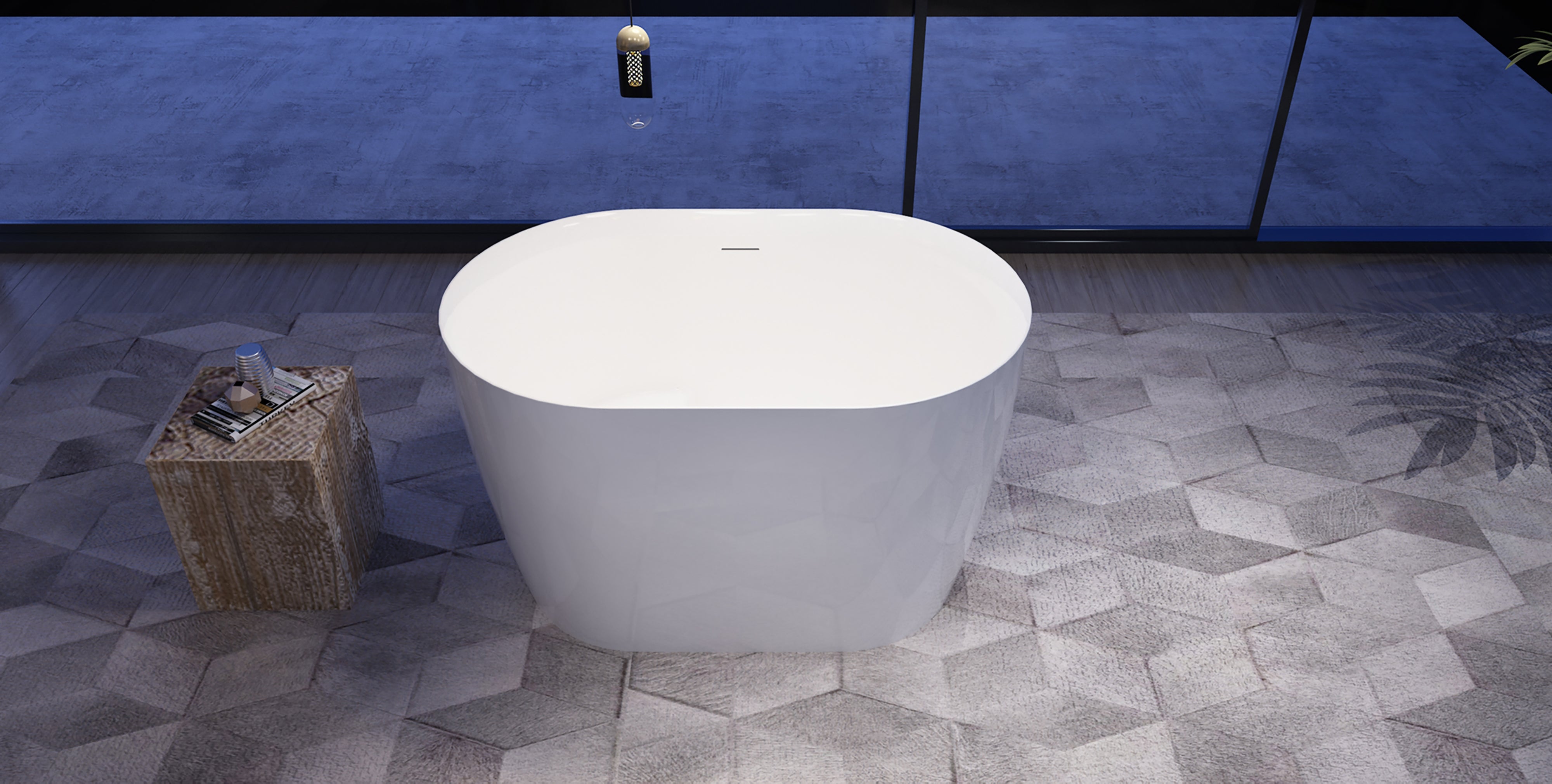 D-11 freestanding bathtub front three-quarter view