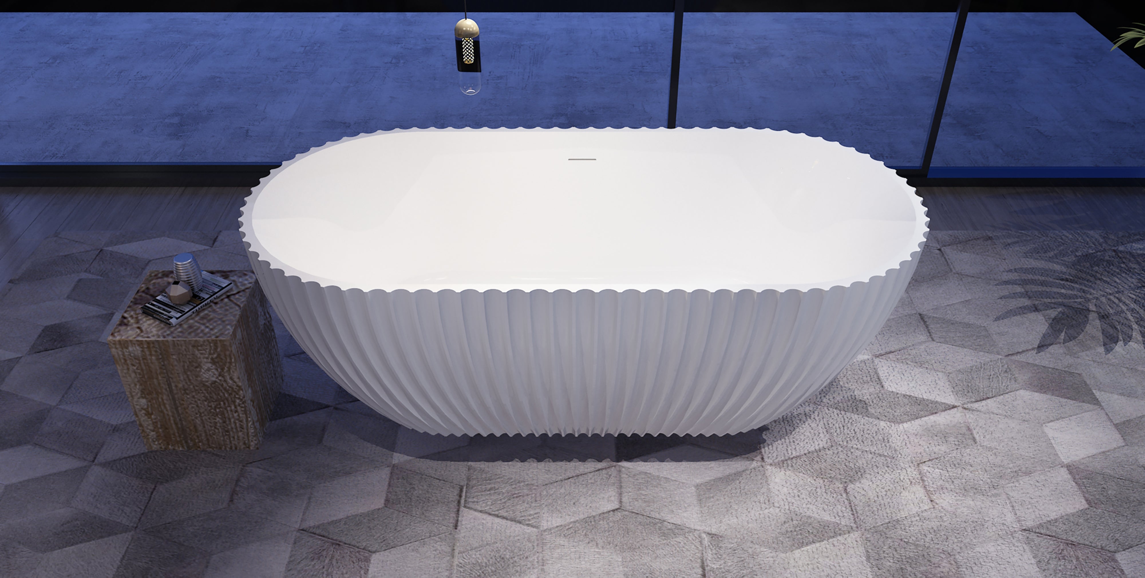 DF-17 fluted freestanding bathtub front view