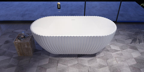 DF-17 fluted freestanding bathtub front view
