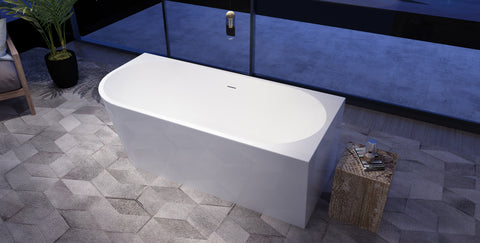 Gloss white J-16R right corner bathtub front three-quarter view