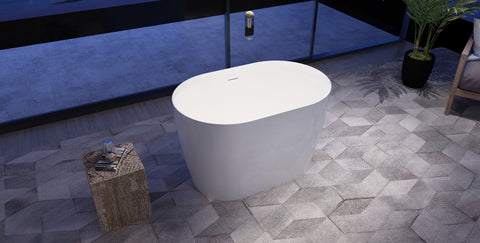 D-11 compact freestanding bathtub side view