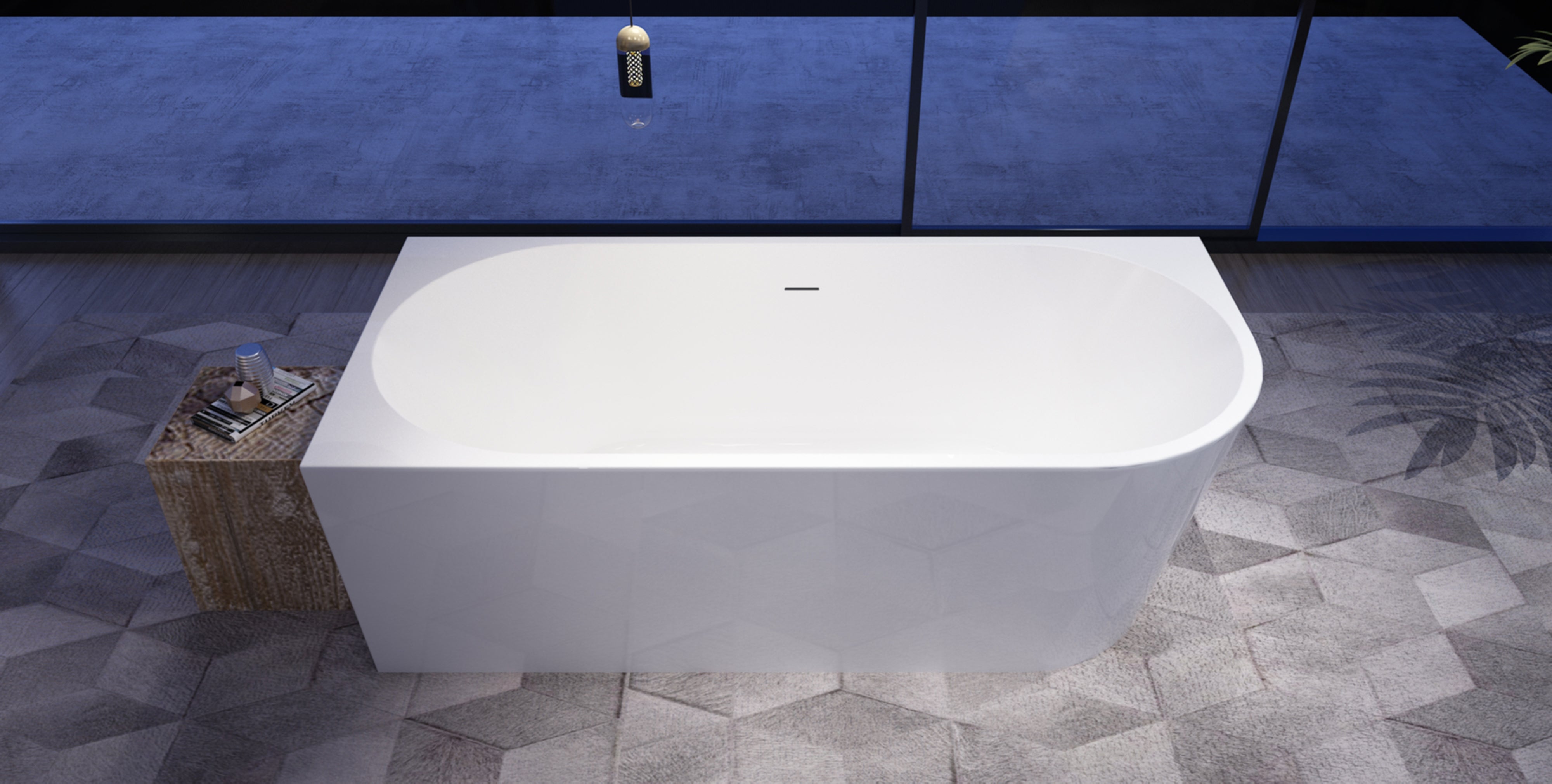 J Series left corner bathtub front detail