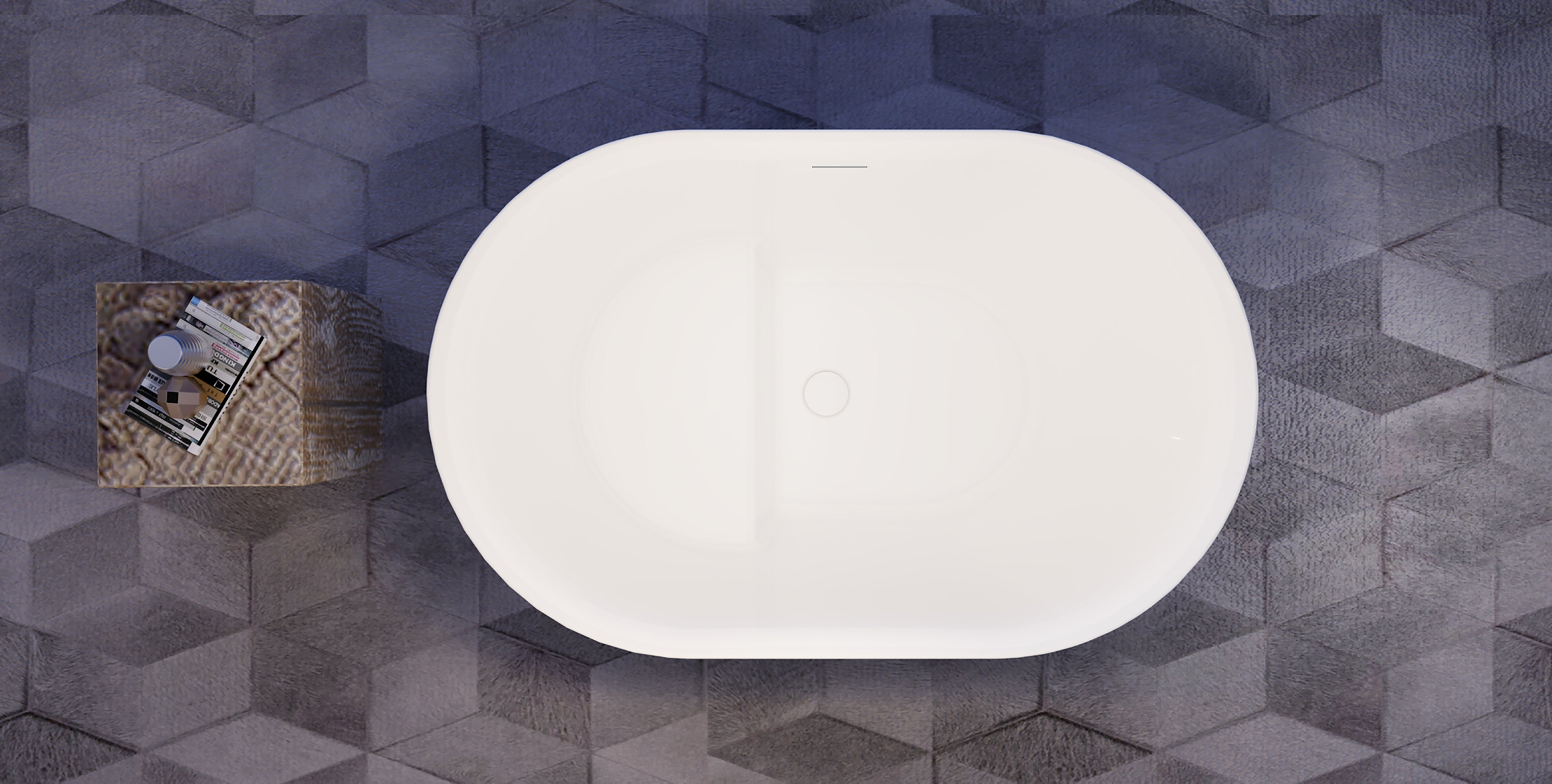 D-11 bathtub top view showing the internal seat layout