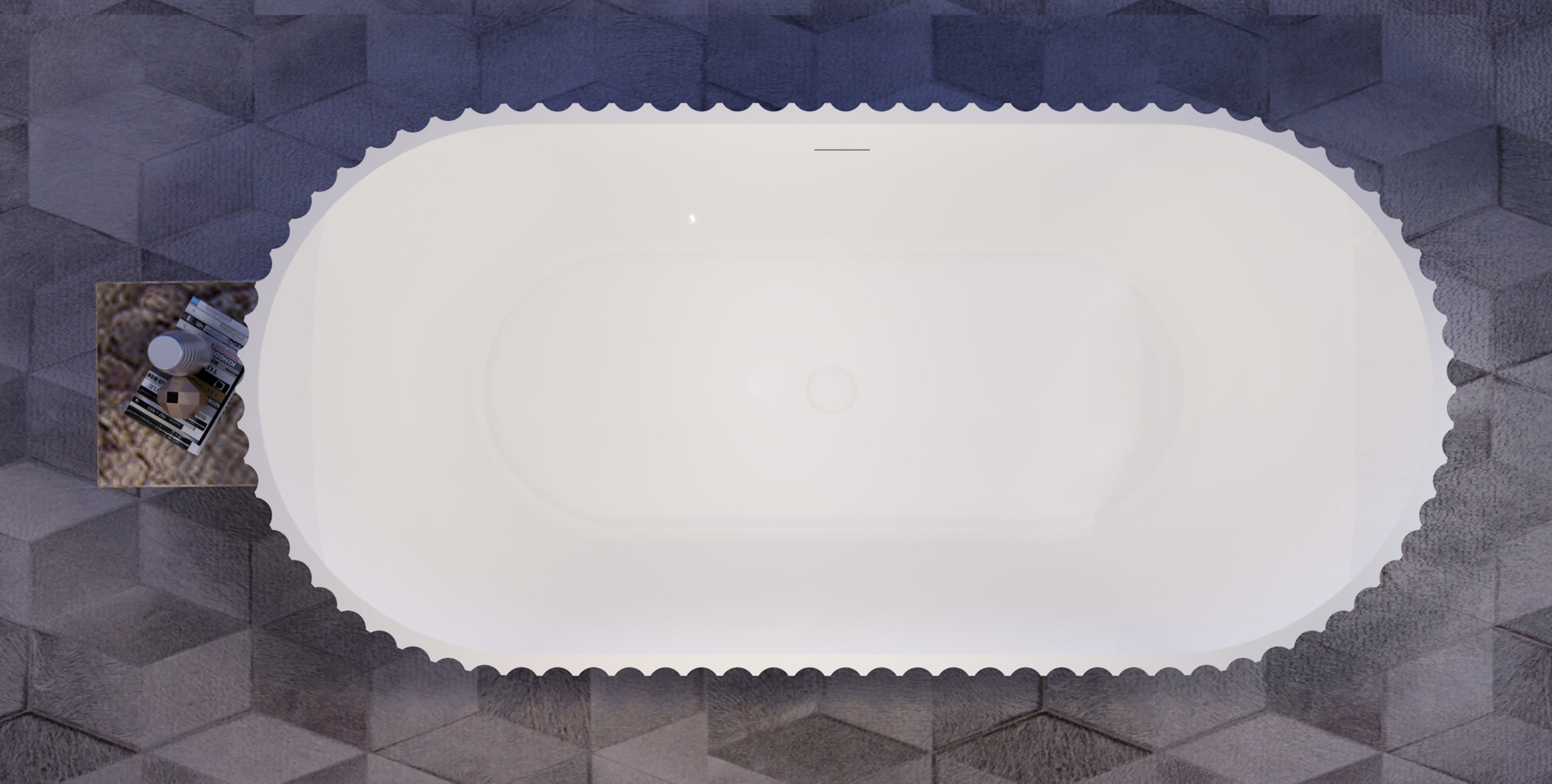 DF-17 fluted freestanding bathtub top view