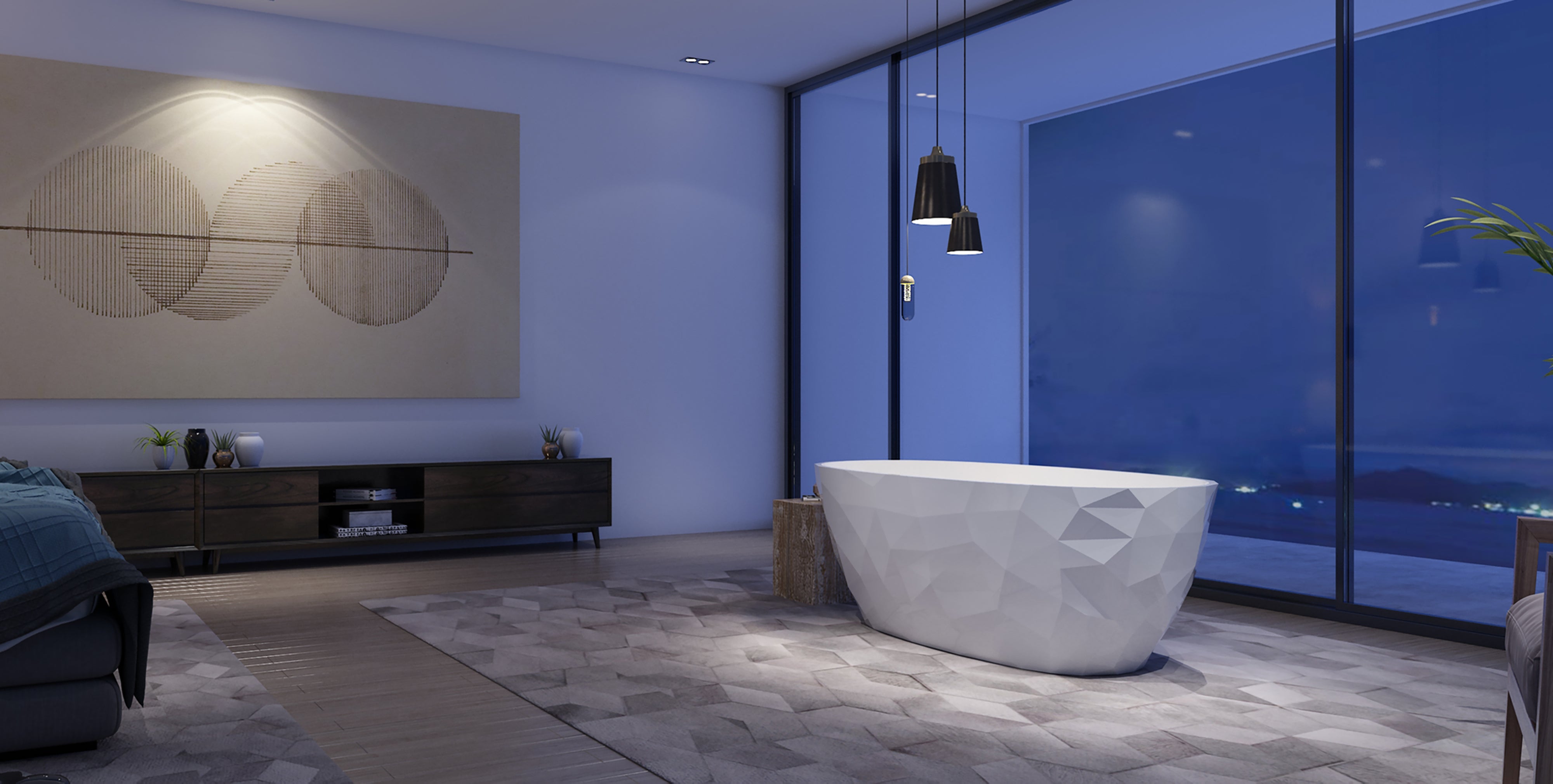 DZ-15 faceted freestanding bathtub top view