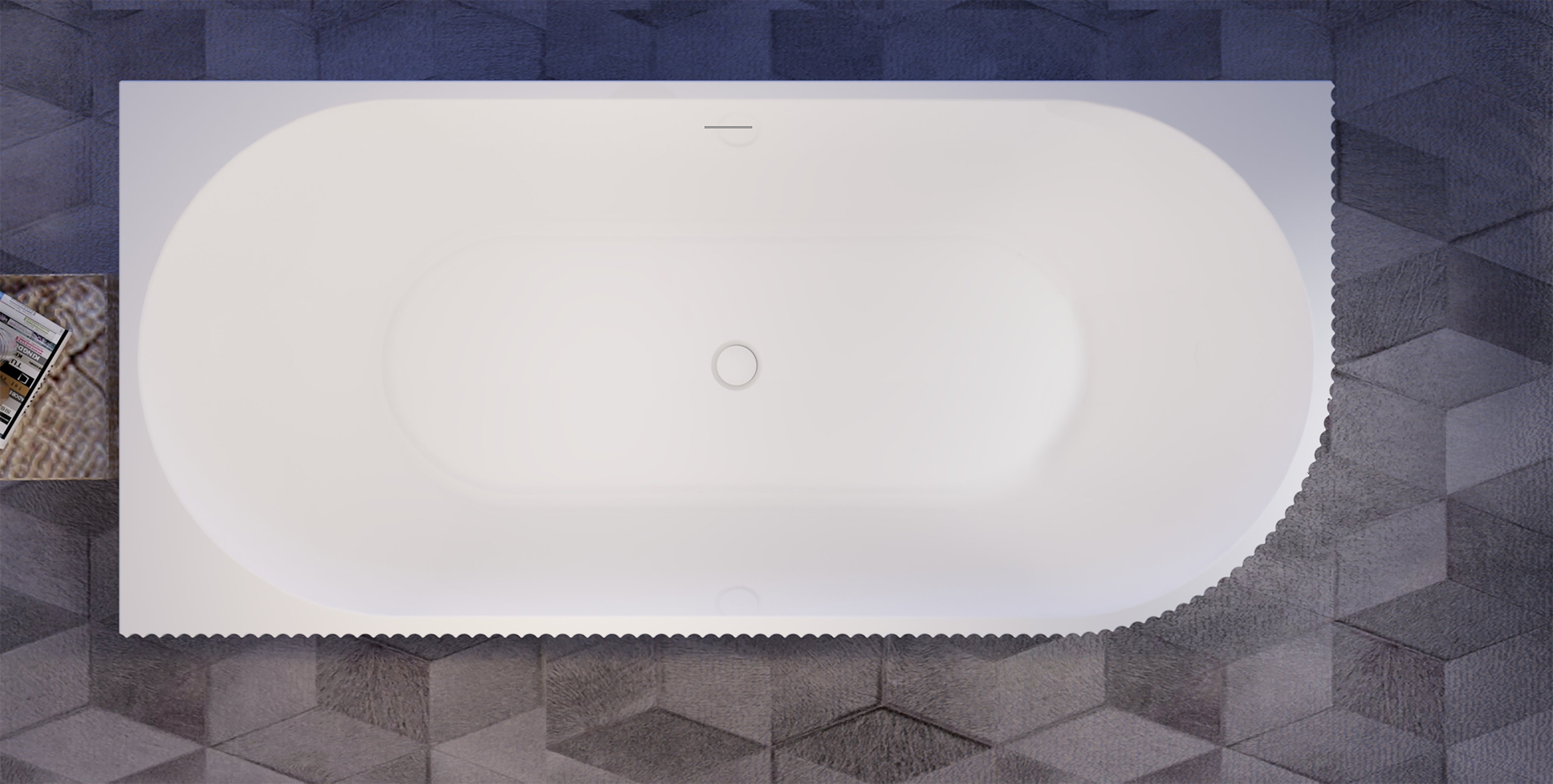 JF Series left corner fluted bathtub top view