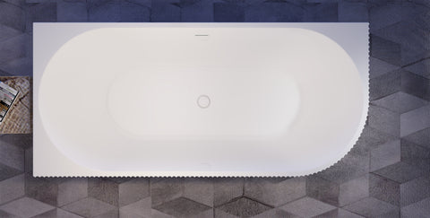 JF Series left corner fluted bathtub top view
