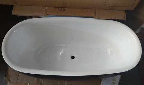 Matte Black Thin edge NO overflow Japanese Acrylic Free Standing Bathtub 1500 /1700mm