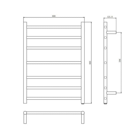 7 Bars Round Chrome Electric Heated Towel Rack