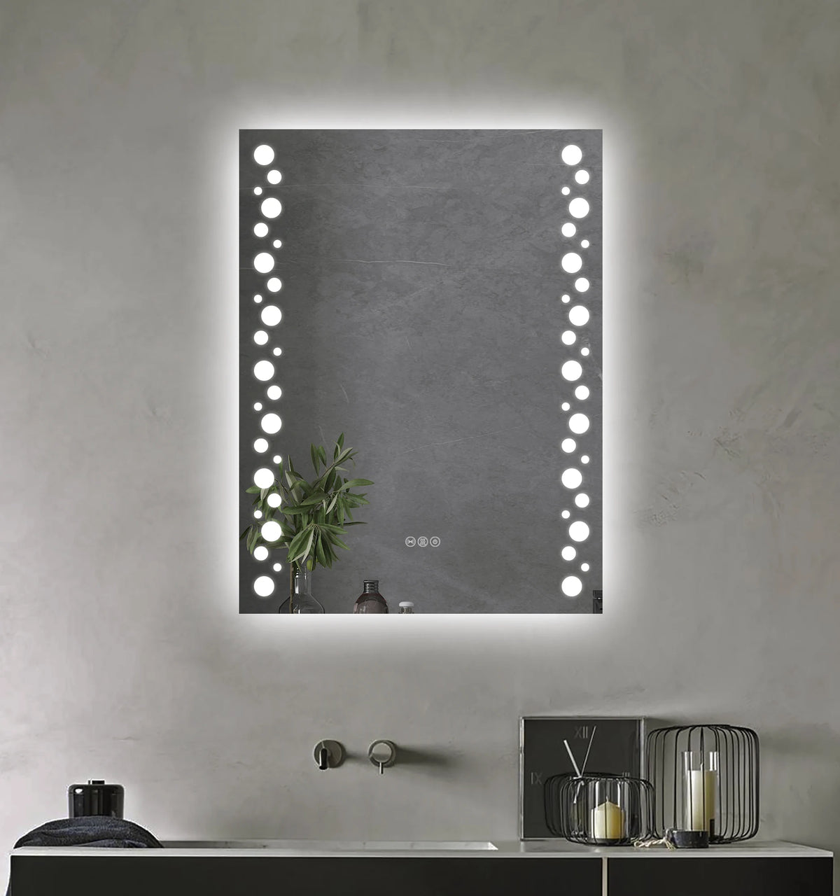 600x800mm Motion Sensor Switch Rectangle Frosted Circle Frameless Backlit Led Mirror Bathroom Vanity Mirror