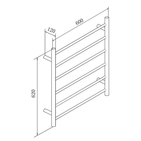 6 Bars Round Matte Black Electric Heated Towel Rack