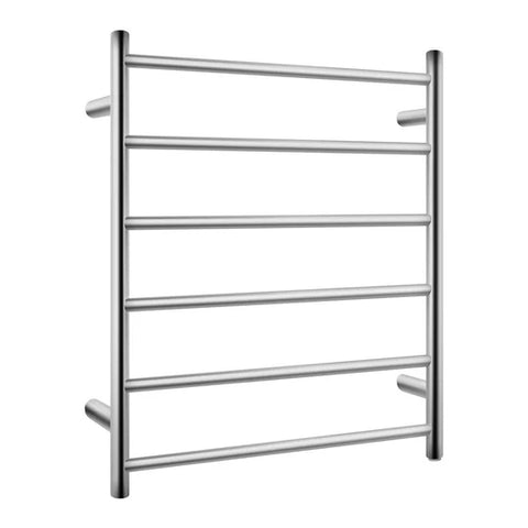 6 Bars Round Brushed Nickel Electric Heated Towel Rack