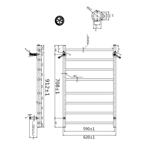 8 Bars Square Chrome Electric Heated Towel Rack