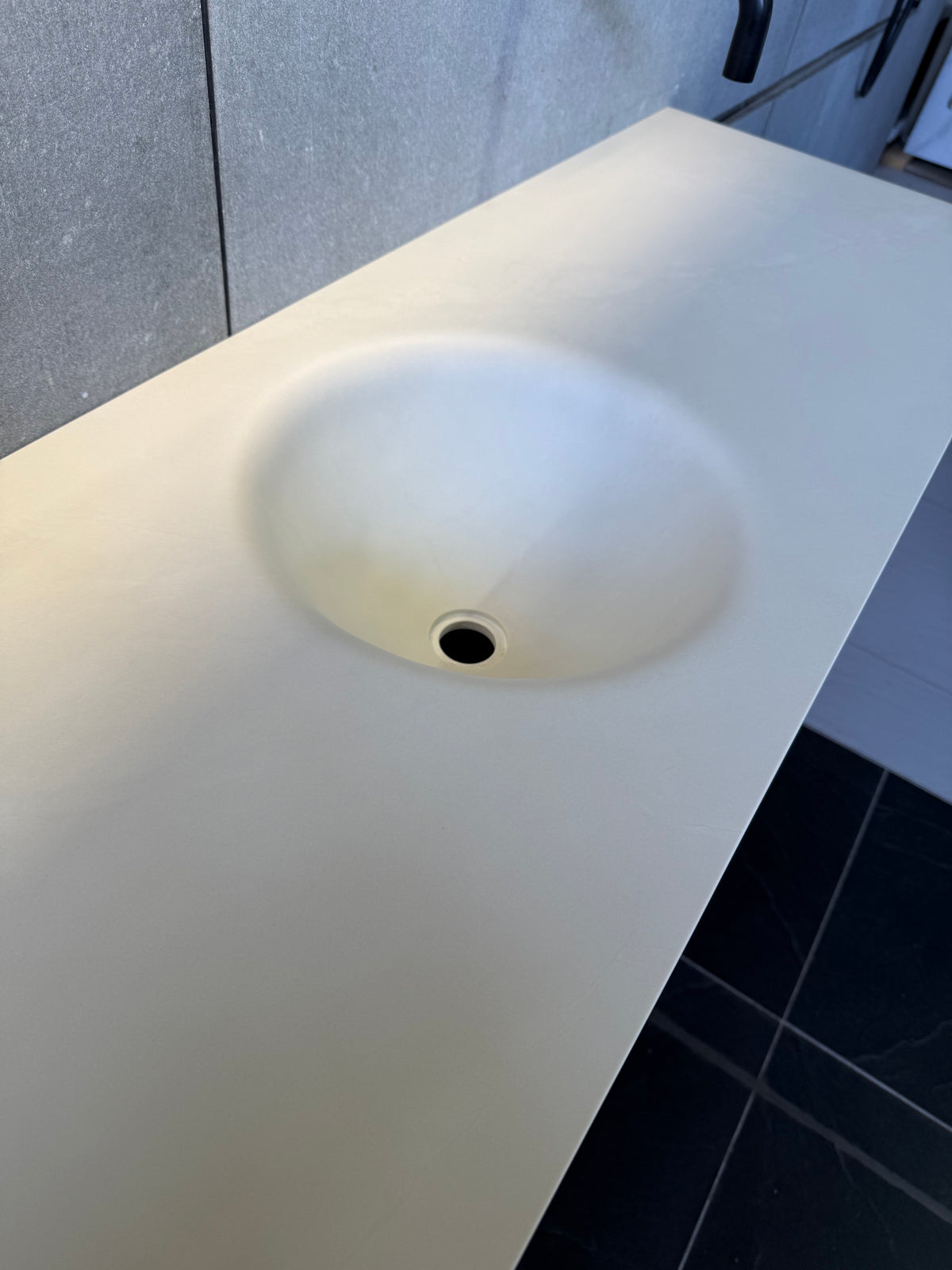 Crater Monoform™ Bench Basin round bowl Beige Oman Sintered Stone Vanity Top Bathroom 1200/1500 Sizes