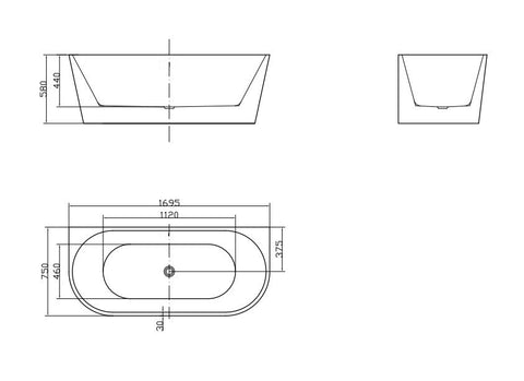 1400/1500/1700 Back to wall NO overflow Thin edge Acrylic Free Standing Bathtub