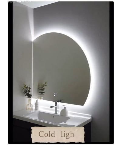 1000x1000 Fan Shape Frameless Backlit Led Bathroom Mirror