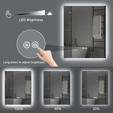 1200x800mm Motion Sensor Switch Rectangle Frosted Circle Frameless Backlit Led Mirror Bathroom Vanity Mirror