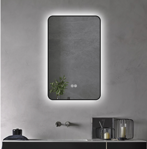 500x800mm Rectangle Matt Black Frame Backlit Led Mirror Bathroom Vanity Mirror