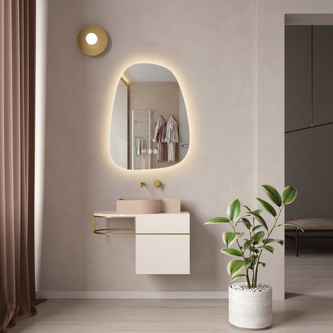 600x800mm Motion Sensor Switch Irregular Pear Shape Frameless Backlit Led Mirror Bathroom Vanity Mirror