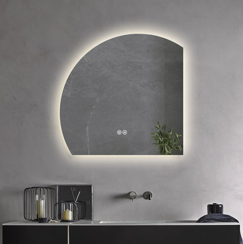 1000x1000 Fan Shape Frameless Backlit Led Bathroom Mirror
