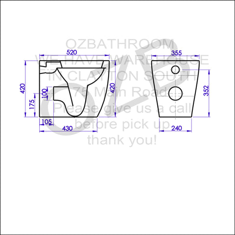 Concealed inwall Rimless inwall cistern Toilet Suite Superslim seat WELS