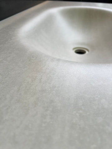 Grey Travertine Caplet 900mm/1200mm Caplet Monoform™ Bench Basin Oval bowl Sintered Stone Vanity Top Bathroom