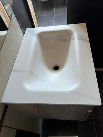 Recta Monoform™ Bench Basin Rectangle bowl Calacatta Sintered Stone Vanity Top Bathroom Variety Sizes