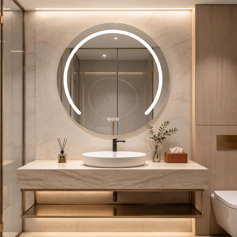 900mm Dia Motion Sensor Switch Round Frameless Front-lit Led Mirror Bathroom Vanity Mirror
