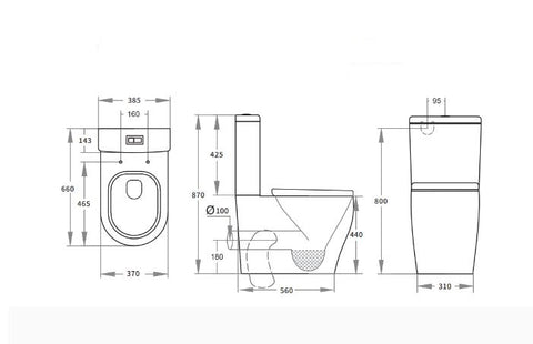 Melbourne Local pick up Tornado+Rimless Front Curved Toilet Suite  CLOSE COUPLED- SOFT CLOSE SEAT