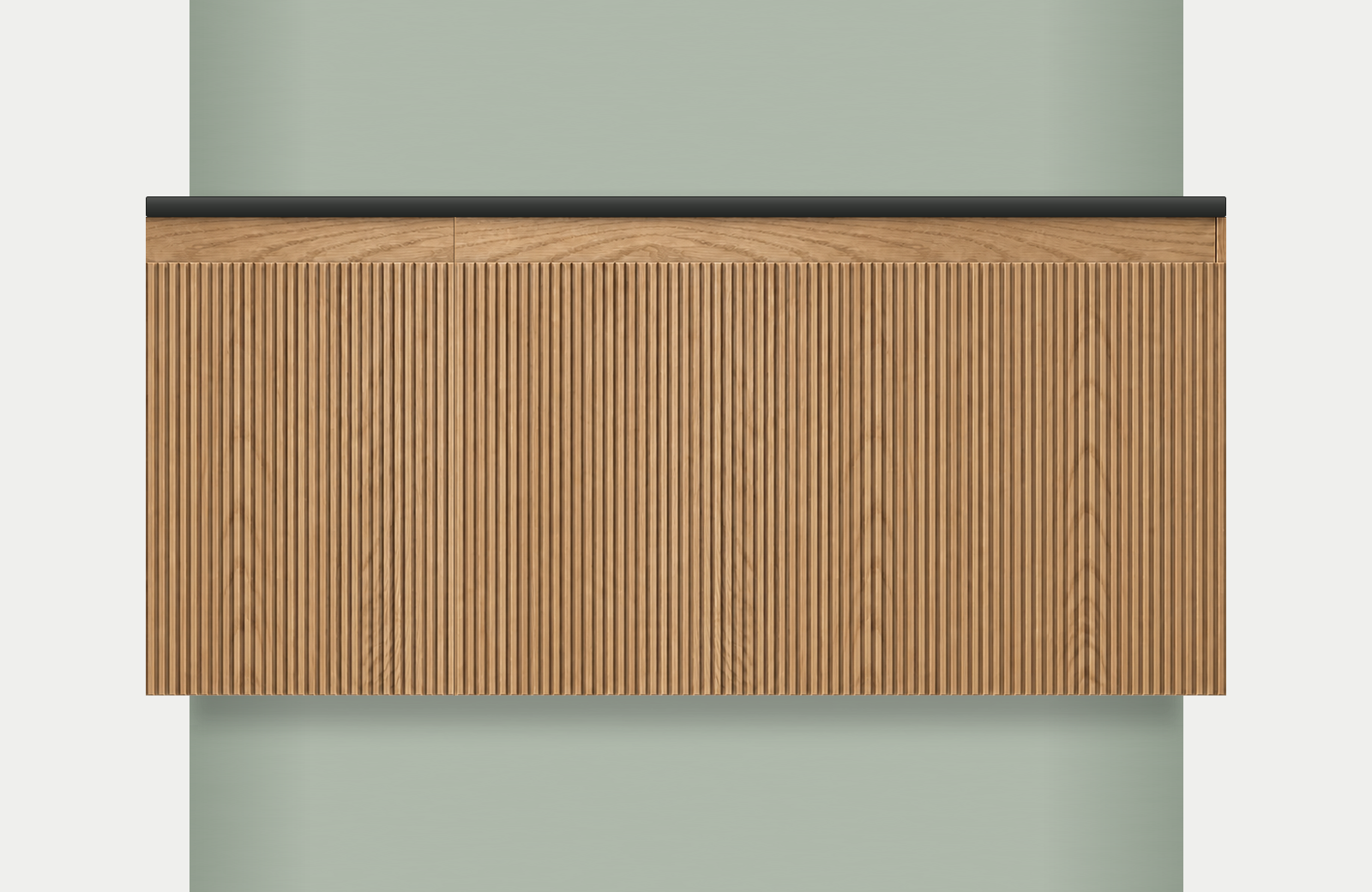 Modular Fluted Oak Vanity Cabinet 1050 mm - Square Ends, modules 300 + 750 mm