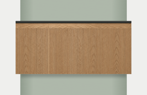 Modular Fluted Oak Vanity Cabinet 1050 mm - Square Ends, modules 300 + 750 mm