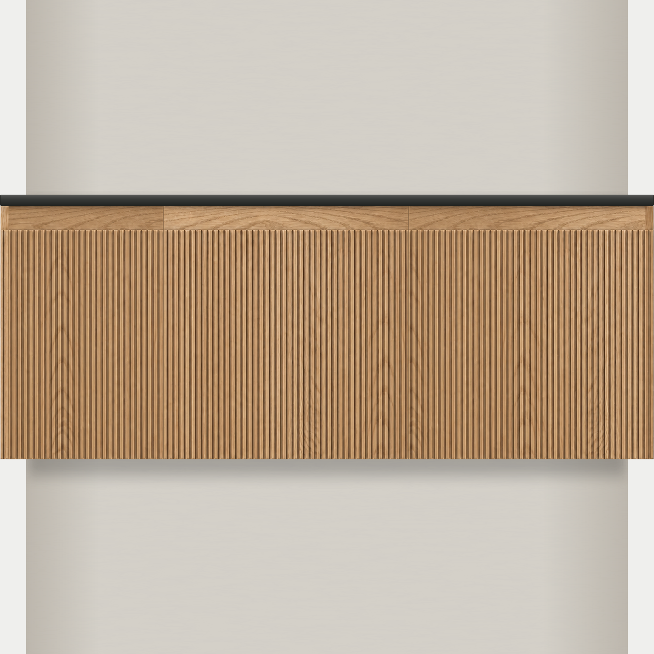 Modular Fluted Oak Vanity Cabinet 1200 mm - Square Ends - OZ-MF-1200-SQ-300-450-450