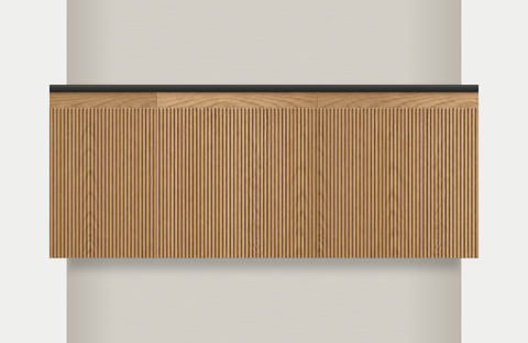 Modular Fluted Oak Vanity Cabinet 1200 mm - Square Ends, modules 300 + 450 + 450 mm