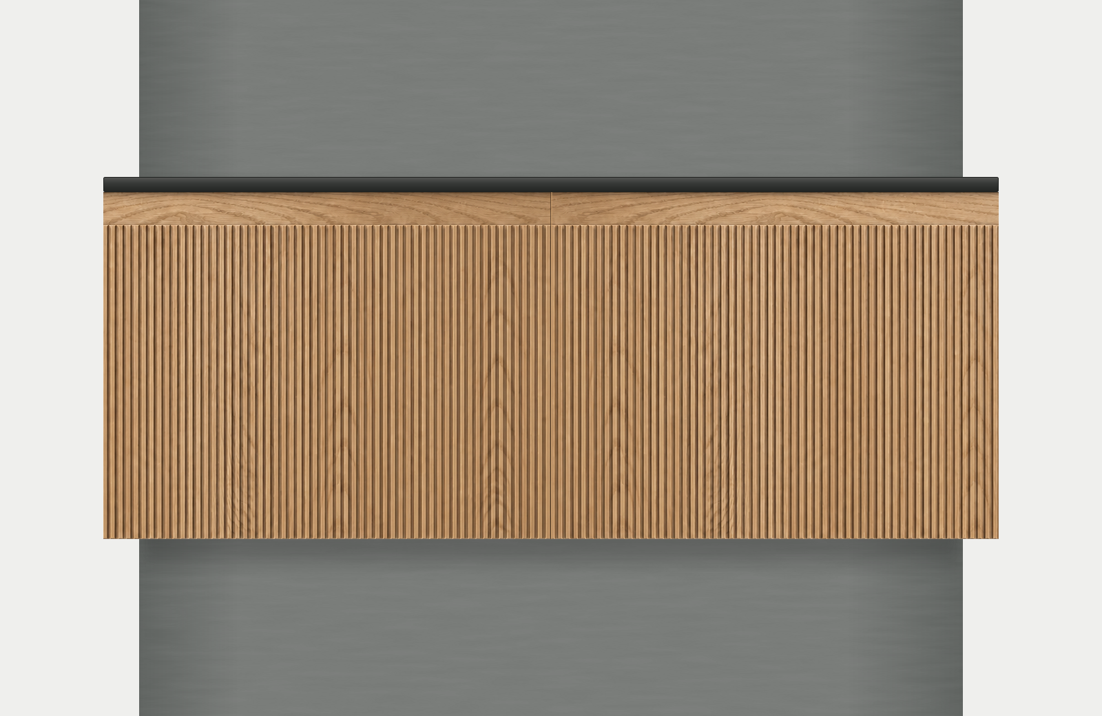 Modular Fluted Oak Vanity Cabinet 1200 mm - Square Ends, modules 600 + 600 mm