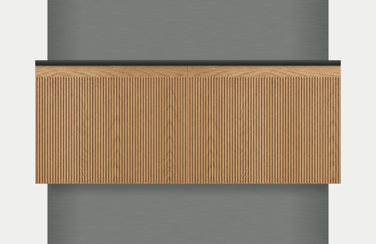 Modular Fluted Oak Vanity Cabinet 1200 mm - Square Ends, modules 600 + 600 mm