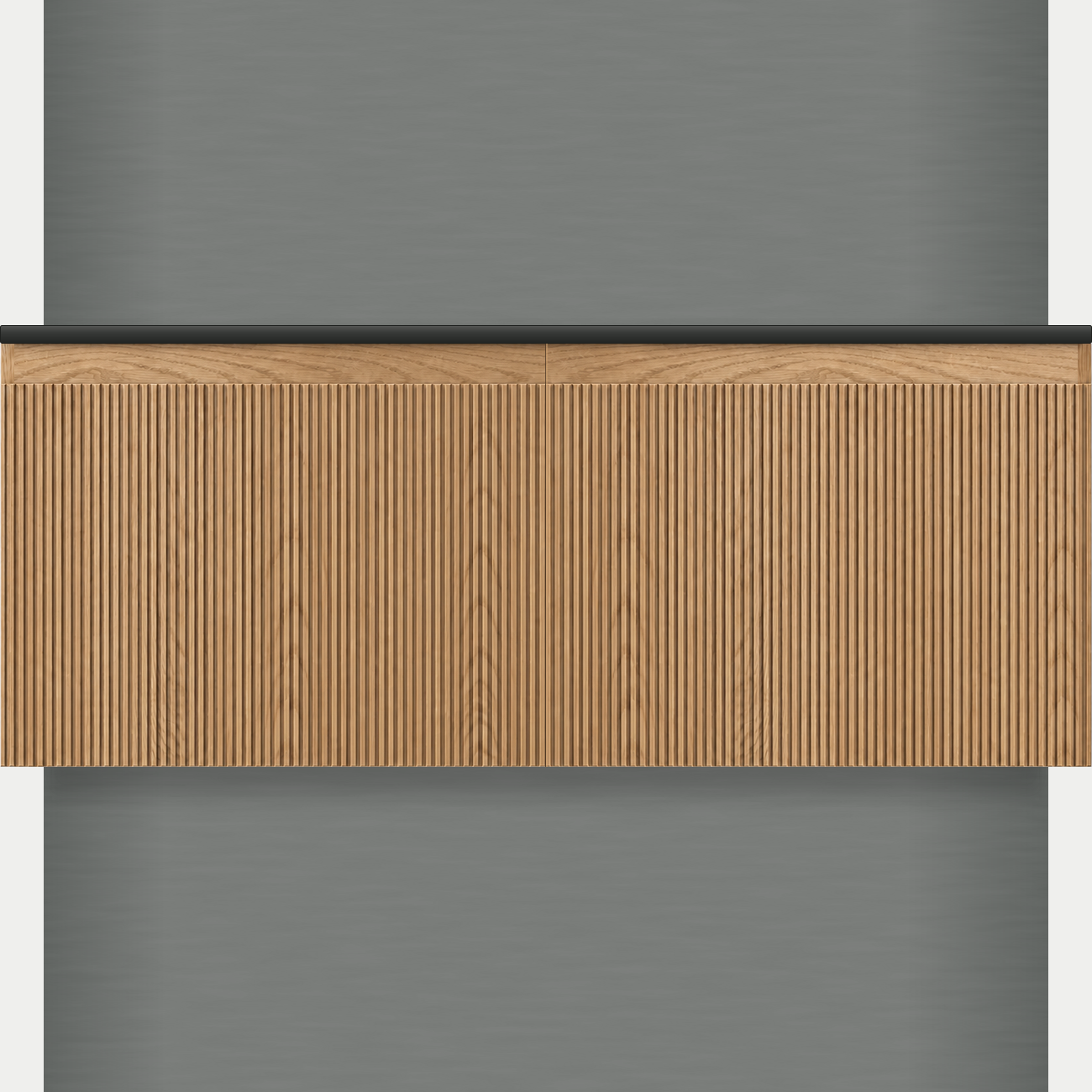 Modular fluted vanity cabinet 1200 mm, square ends, 600 + 600 mm modules
