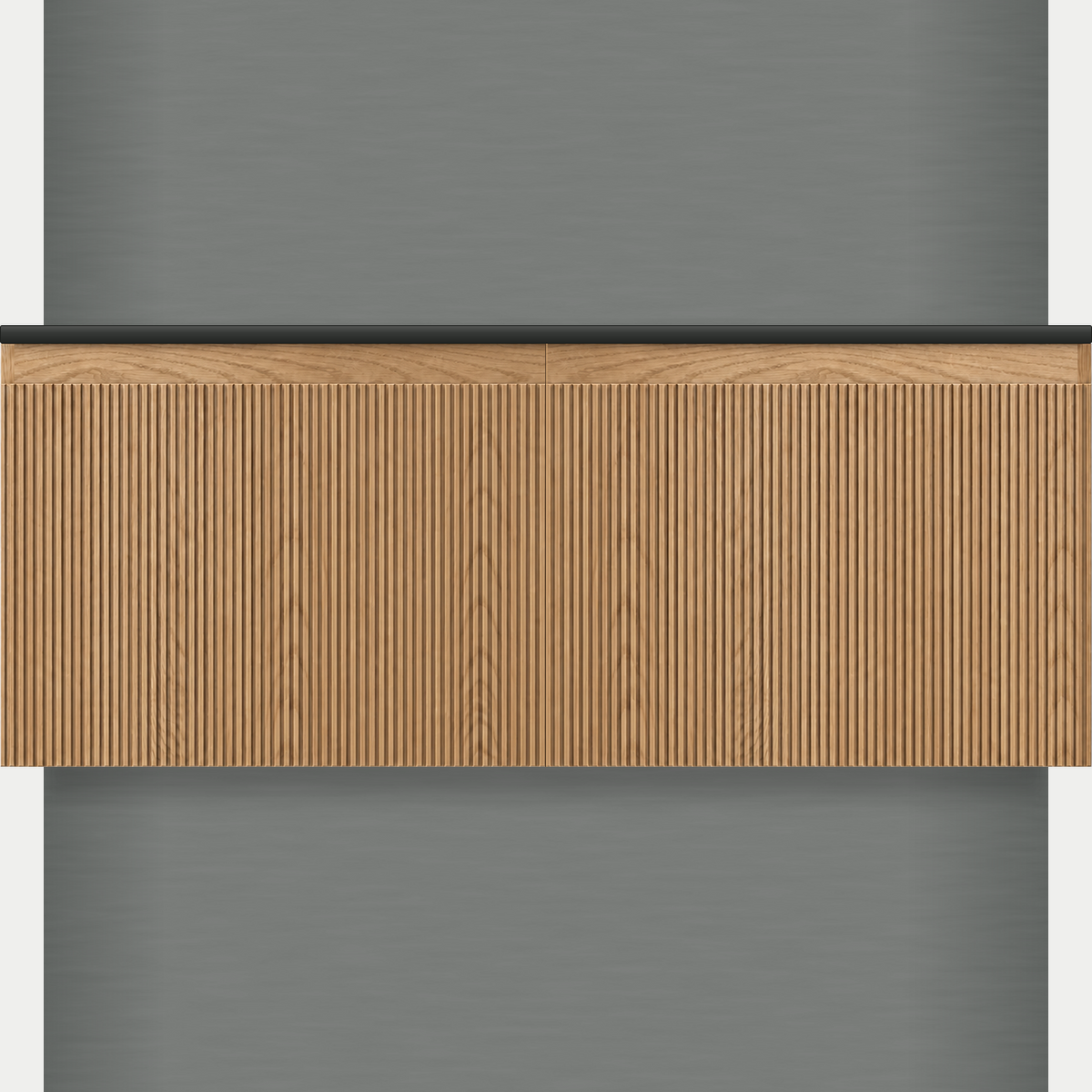 Modular fluted vanity cabinet 1200 mm, square ends, 600 + 600 mm modules