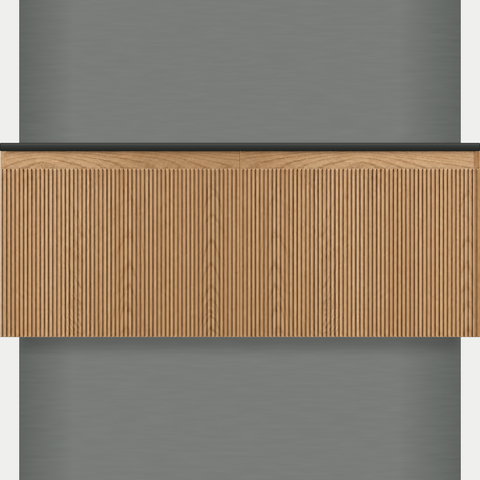 Modular fluted vanity cabinet 1200 mm, square ends, 600 + 600 mm modules