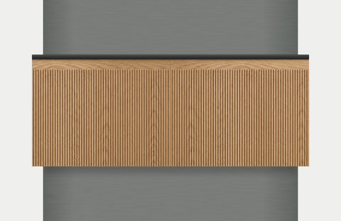 Modular Fluted Oak Vanity Cabinet 1200 mm - Square Ends, modules 600 + 600 mm
