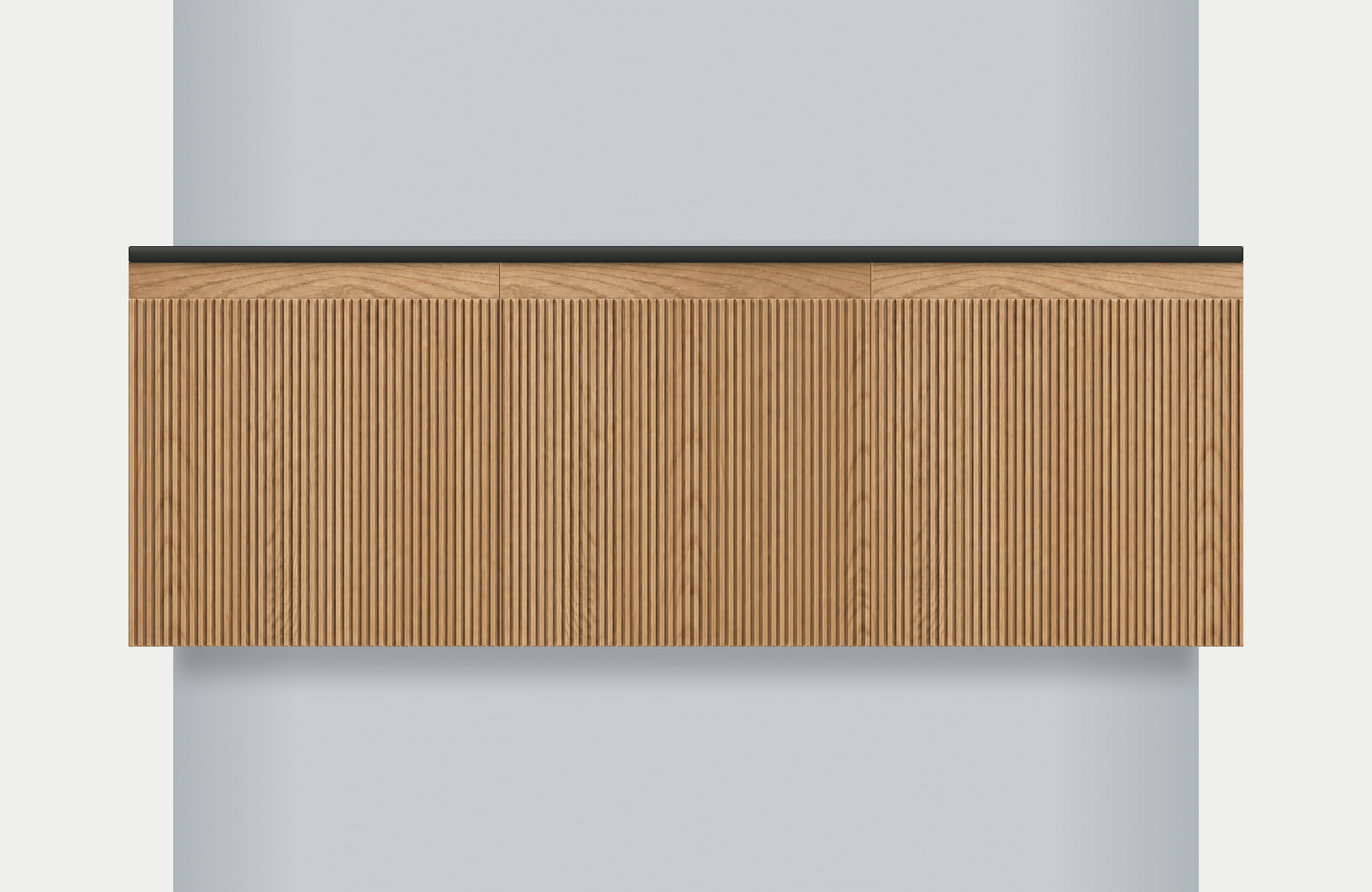 Modular Fluted Oak Vanity Cabinet 1350 mm - Square Ends, modules 450 + 450 + 450 mm