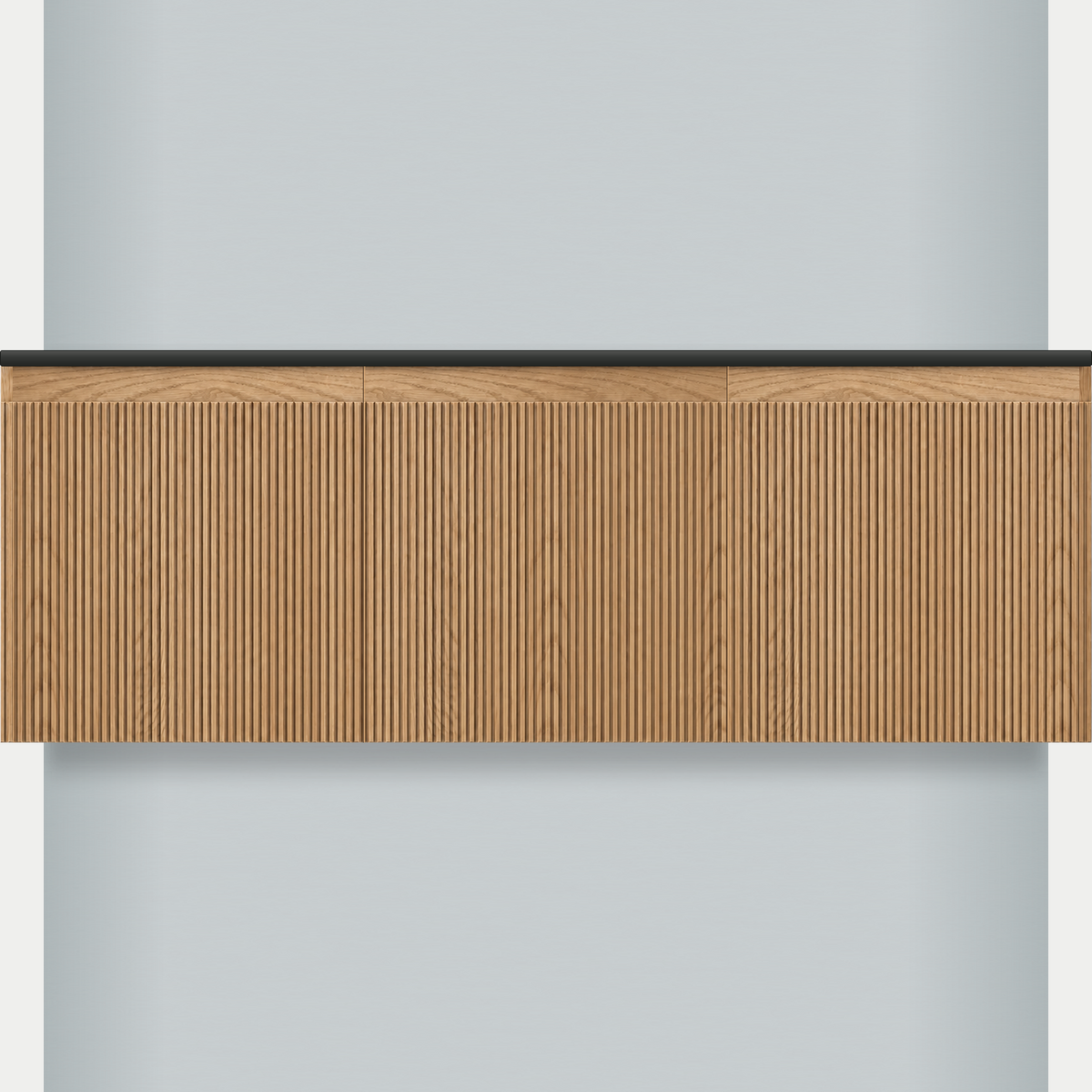 Modular Fluted Oak Vanity Cabinet 1350 mm - Square Ends - OZ-MF-1350-SQ-450-450-450